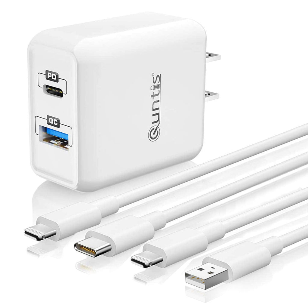 [Australia - AusPower] - iPhone Charger Fast Charging,Quntis 20W 2Port PD Wall Charger USB C Power Adapter with 2Pack MFi Certified 6.6FT Lightning Cable Quick Charge for iPhone 13 12 Mini Pro Max 11 XS Max XR X 8 Plus iPad 