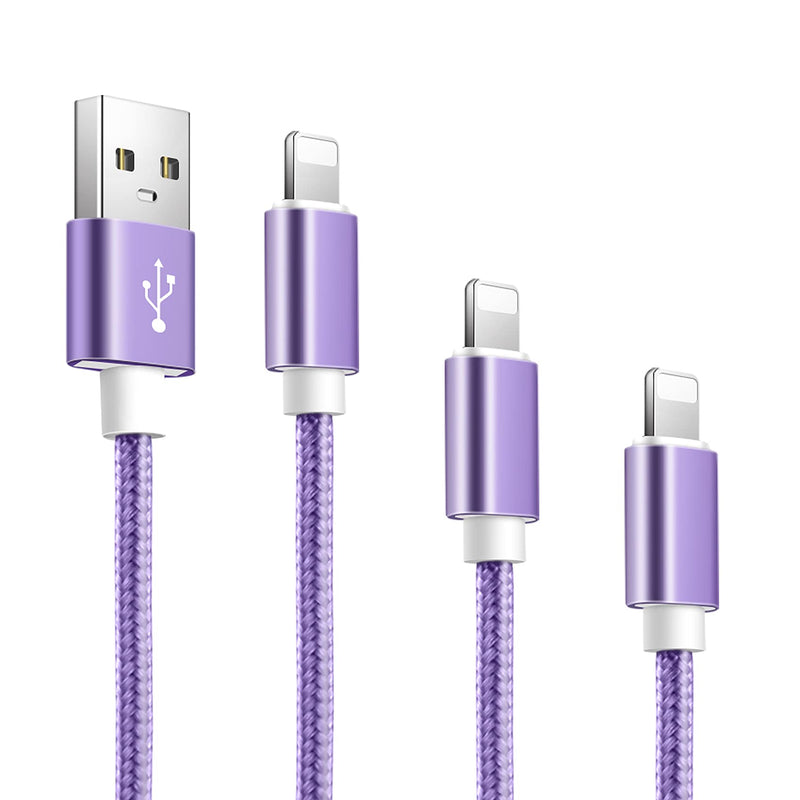 [Australia - AusPower] - Souina iPhone Charging Cable Purple 3Pack (3ft 6ft 10ft) Mfi Certified iPhone Charger Fast Charging Cable Nylon Braided Phone Chargers Cord Compatible with 12 Pro 11 Pro Max 10 Xr Xs Max 8 7 iPad 