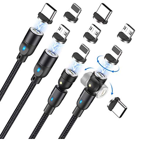 [Australia - AusPower] - 3-in-1 Magnetic Mobile Phone Charging Cable Set for Fast Charging and Data Transmission. Magnetic USB Cable, 360 ° and 180 ° Rotation, Compatible with Micro USB, Type C and Iproduct 