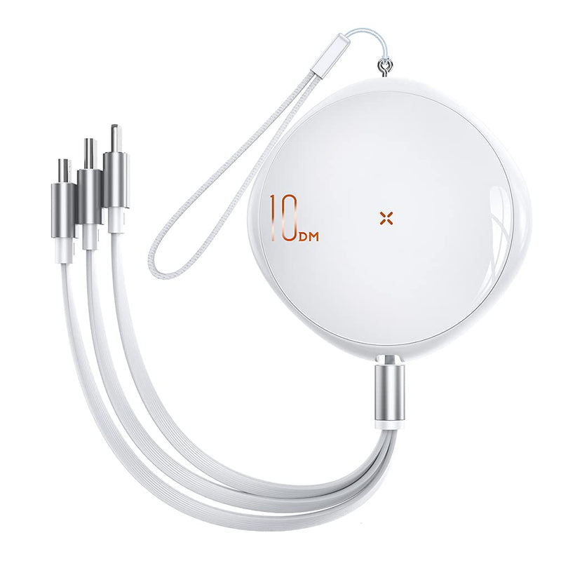 [Australia - AusPower] - ANTAOCI Multi 3 in 1 Retractable USB Charging Cable with 3 Types of Ports Type-C/Micro USB Cable Adapter Connector, Compatible with Mobile Phones and Tablets and More (Swan White) Swan White 