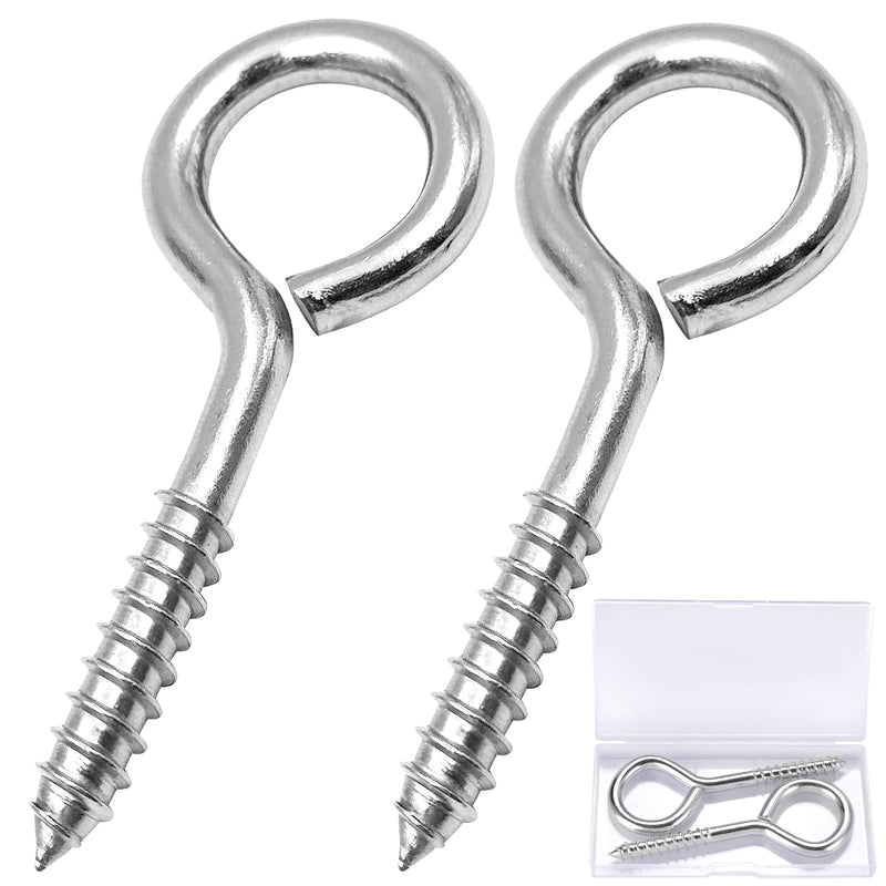 5 Inch Eye Hooks Screw, 304 Stainless Steel Screw Eyes, Heavy Duty Eye  Bolt, Sturdy & Anti-Rust Eye Screws for Wood Tie-Downs, Lifting and  Securing Cables Wires, Easy to Install Silver