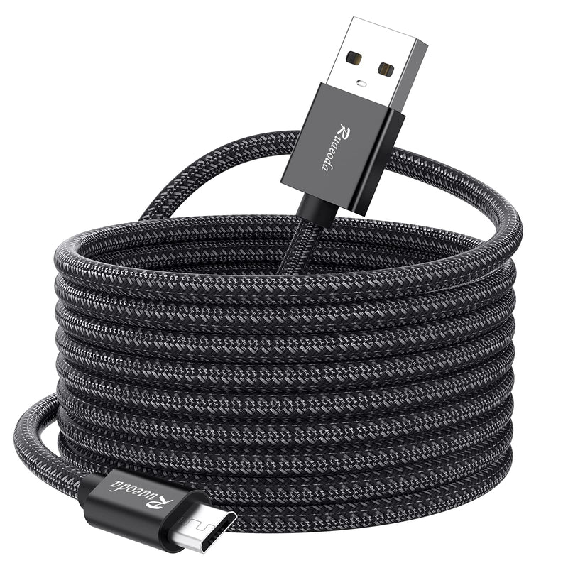 [Australia - AusPower] - Ruaeoda Long Micro USB Cable Android Charger 20ft with Gold-Plated PS4 Charger Cable - High Speed 2.0 USB A Male to Micro USB Nylon Braided Cable for Android Phone Charger Cable 