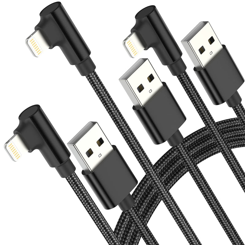 [Australia - AusPower] - 6.6ft Right Angle Lightning Cable Long, 3 Pack Braided Fast Charging USB to iPhone Charger Cord 90 Degree Compatible with Apple iPhone 12 11 Pro Max Xs Xr X 5 6 7 8 Plus SE, iPad Air/Mini 6.6 Feet 