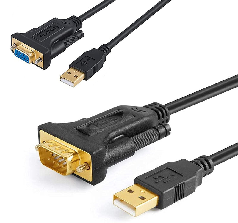 [Australia - AusPower] - Bundle – 2 Items: CableCreation 3.3FT USB to RS232 Serial Male Cable + 6.6FT USB to RS232 Female Adapter with Prolific PL2303 Chip, for Windows 10, 8.1, 8,7, Vista, XP, Linux, Mac OS X 
