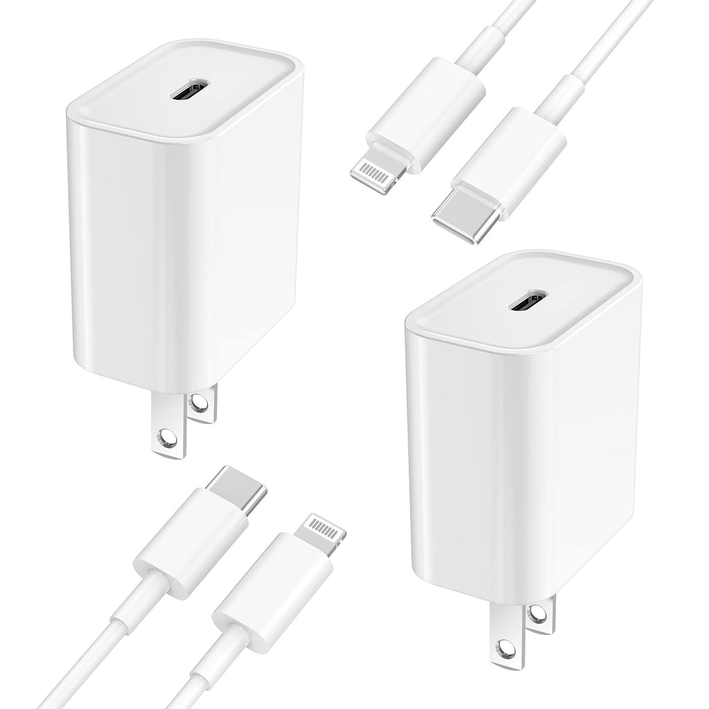 [Australia - AusPower] - [Apple MFi Certified] iPhone Fast Charger, Veetone 2 Pack 20W USB C Power Delivery Wall Charger Plug with 6FT Type C to Lightning Quick Charge Sync Cable for iPhone 13/12/11/XS/XR/X 8/SE/iPad/AirPods White 