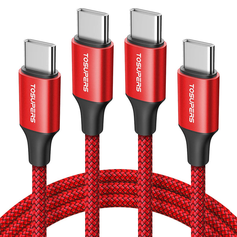 [Australia - AusPower] - [3ft 2-Pack] USB C to USB C Cable Fast Charging 60W, PD Type C Charger Cord Nylon Compatible with Samsung Galaxy S21/S21+/ S20/S20 Plus Ultra 5G, Note 20/20 Ultra 5G, S20 FE, Pad Air 4, Pixel & More 3ft 3ft Red 