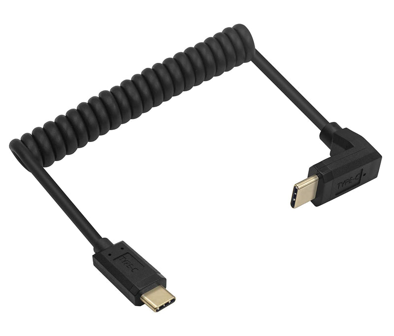 [Australia - AusPower] - Coiled USB 3.1 Type C Cable, Qaoquda 90 Degree Angle USB-C Male to USB-C Male Coiled Spring Spiral Cable, 3A 10Gbps Fast Charging, Data Extension Cable, Stretched 4FT/1.2M (M/M Up & Down) M/M Up & Down 