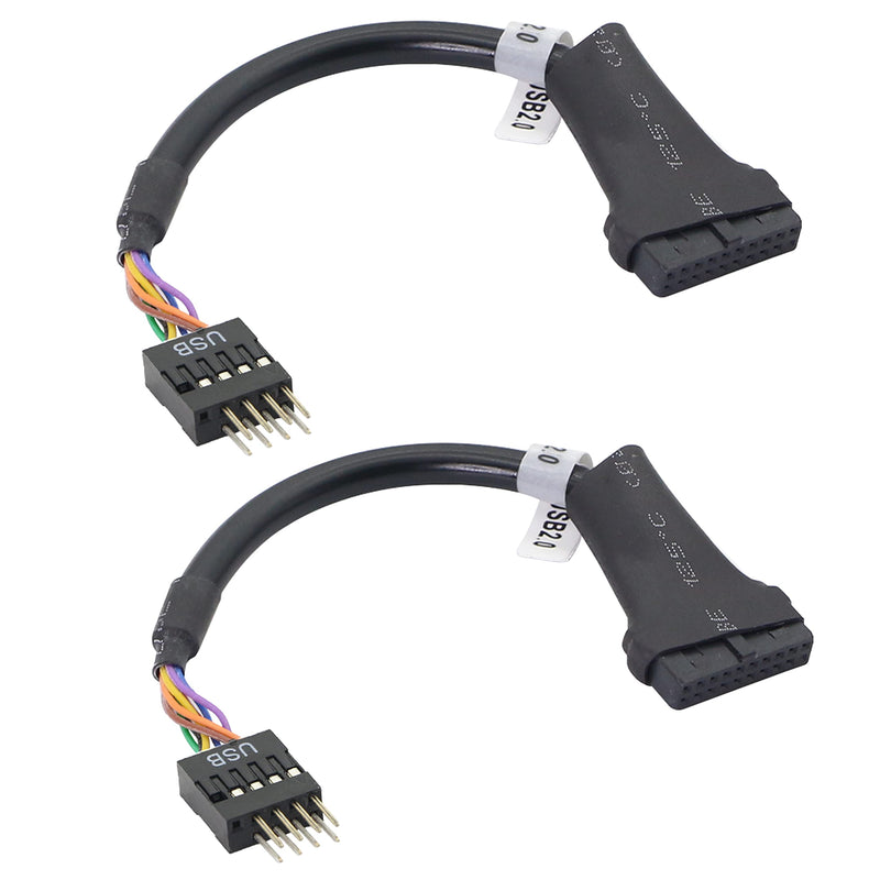 [Australia - AusPower] - GELRHONR 2 PCS 19 Pin USB 3.0 Female to 9 Pin USB 2.0 Male Motherboard Cable Adapter-5.9inch (Black-19 Pin Female to 9 Pin Male) Black-19 Pin Female to 9 Pin Male 