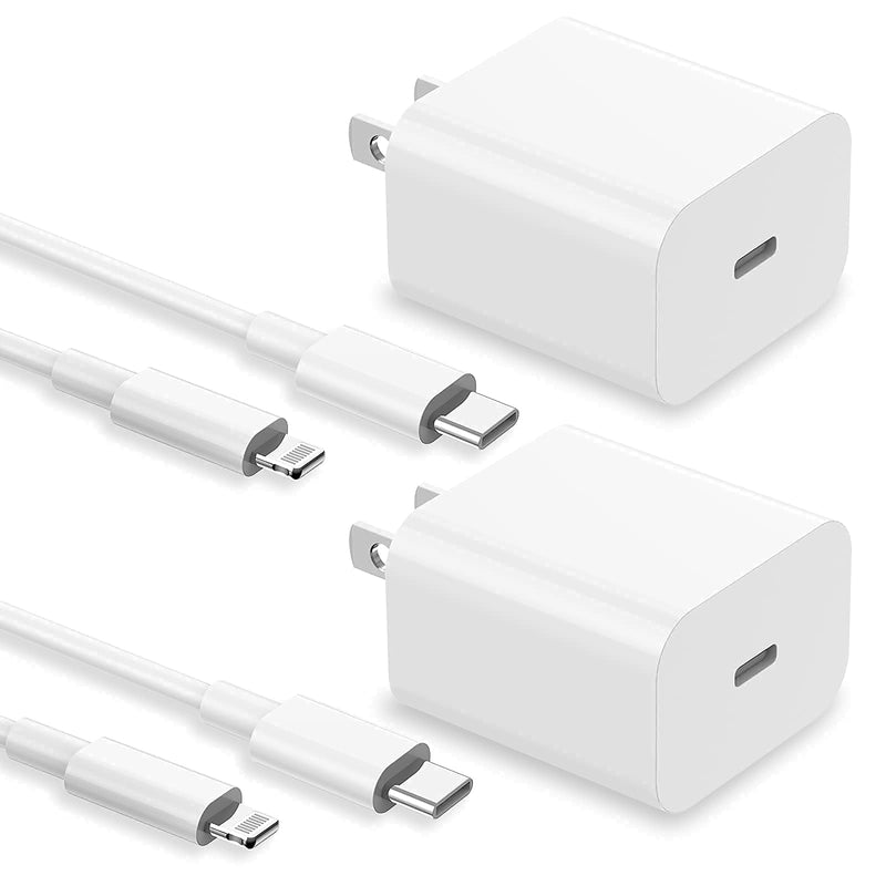 [Australia - AusPower] - 【Apple MFi Certified】 iPhone Fast Charger 2Pack 20W PD Wall Charger with 6FT&10FT USB C to Lightning Cables Fast Charging Adapter for iPhone 12/12 Pro/12 Pro Max/11/11Pro/XS/XR/X/8/8Plus/iPad USB C to Lightning Cable 2 Pack 
