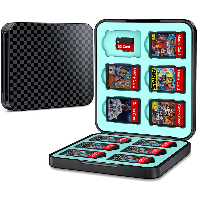 [Australia - AusPower] - Switch Game Case Holder Compatible with Nintendo Switch Games Card and Storage 12 Switch Game Cartridge, Protective Hard Shell, Soft Lining Rubber and Portable Switch Game Holder - Black 