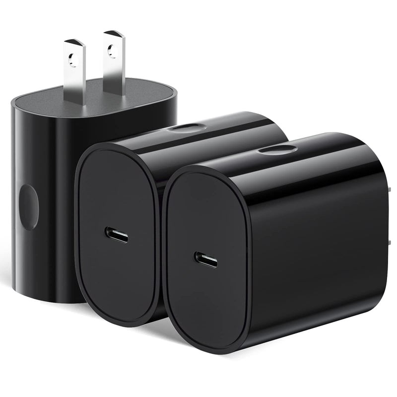 [Australia - AusPower] - USB C Wall Charger 3-Pack, OKRAY 20W USB-C Fast Charging Power Adapter Type-C Fast Charger Block Compatible for iPhone 13/13 Pro/13 Pro Max/13 mini/12/11/XS/XR/iPad, Samsung Galaxy S20/S10 (Black×3) Black Black Black 