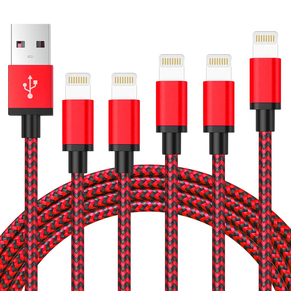 [Australia - AusPower] - iPhone Charger, [ Apple MFi Certified ] Lightning Cable 5Pack(3/3/6/6/10FT) Nylon Braided Fast Charging USB Cord Compatible with iPhone 12/11/Pro/Xs Max/X/8/7/Plus/6S/6/SE/5S and More 