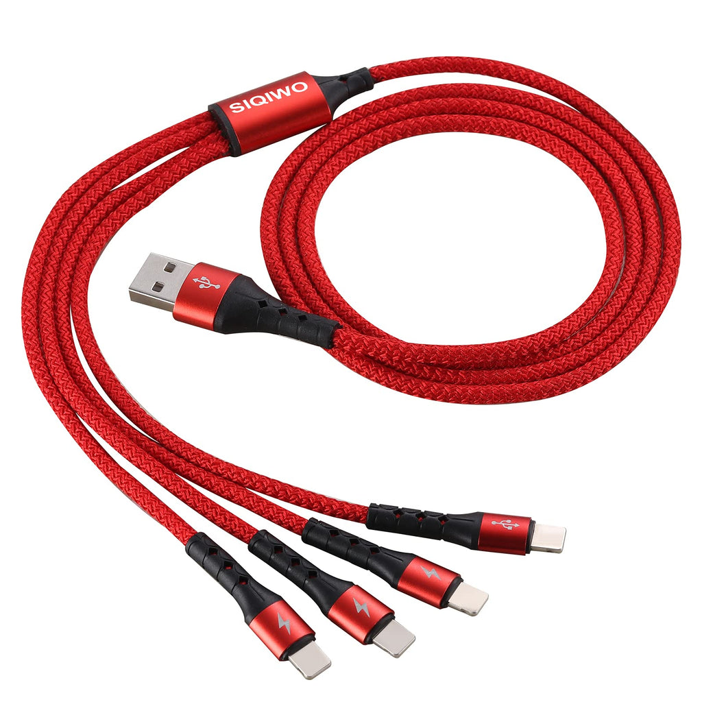 [Australia - AusPower] - SIQIWO [4FT/2-Pack] 3A Red Phone Charger, Fast Charging Sync Cable, 4 Core Cord with 4 IP Port Connectors Lead, Compatible/Replacement for IP Tablets, All IP System Phones and Most IP Devices Charge 4 Phone(Red) 