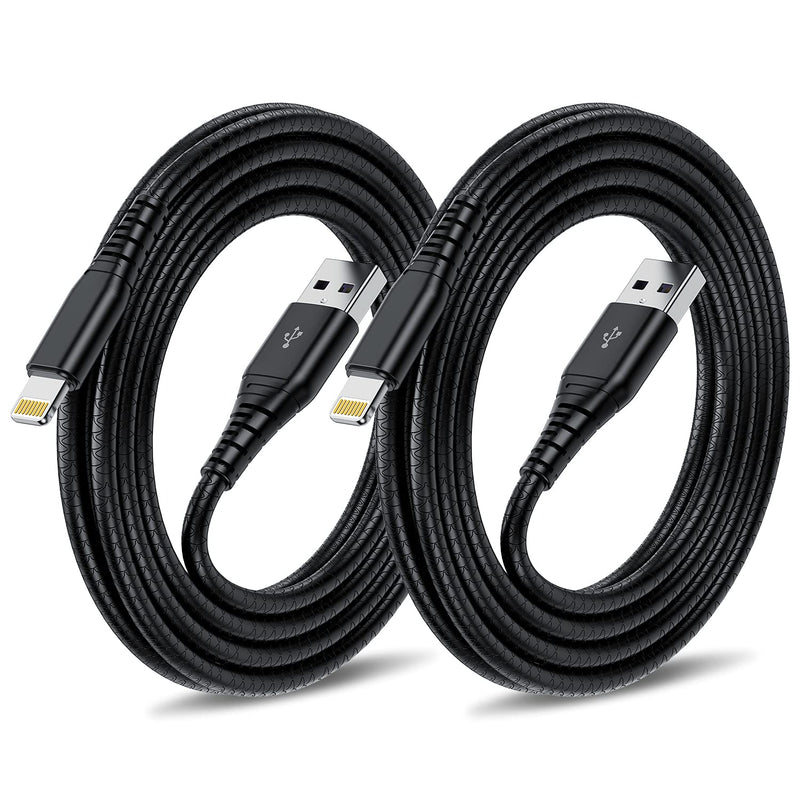 [Australia - AusPower] - [2 Pack] Extra Long iPhone Charger Cable 10 ft,[Apple MFI Certified] Lightning Cable 10 Foot, 10 Feet iPad Power Charging Cord Compatible with iPhone 11/Xs/XS Max/XR/X / 8/8 Plus / 7/7 Plus/ 6(Black) Black 10ft 