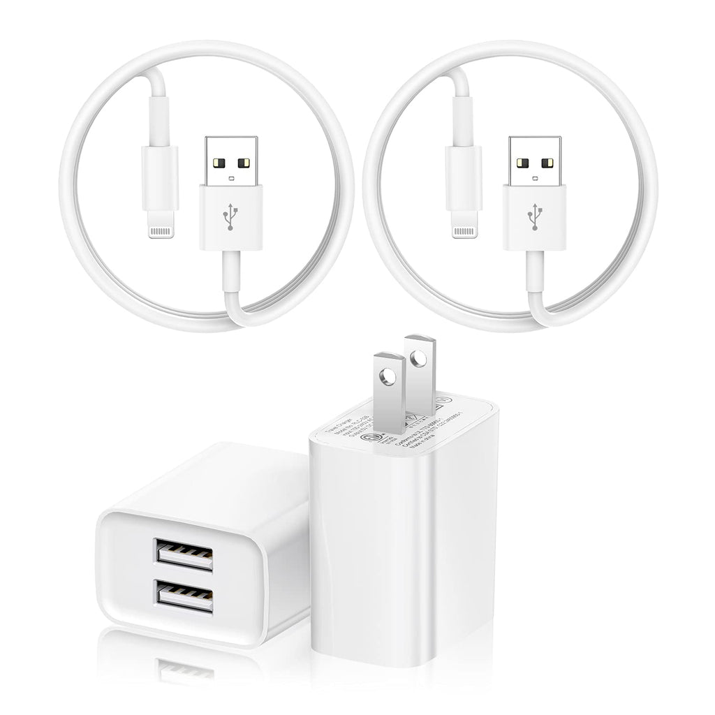 [Australia - AusPower] - iPhone Charger, 2Pack USB Wall Plug Charger Plug Adapter with Apple Certified Lightning to USB Fast Charging Cable 6ft, Compatible with iPhone 12/11/11Pro/11Max/ X/XS/XR/XS Max,ipad 2pc a to l 