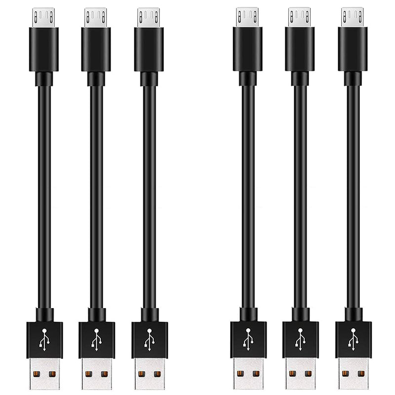 [Australia - AusPower] - Short Micro USB Charging Cable (6Pack 8inch Black), CLZWiiN Android Phone Charger Cord, High Speed Charging and Sync Data Cables for All Charging Station, Samsung, HTC, Motorola, Nokia, Kindle, MP3 