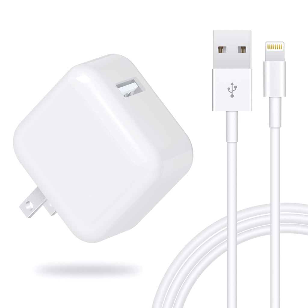 [Australia - AusPower] - iPad Charger iPhone Charger, 12W Foldable USB Charger Block USB Wall Charger with 3FT USB to Lightning Cable, Phone Charger for iPad, iPad Mini, iPad Air 1/2/3, iPad Pro 10.5 Inch, iPhone 13/12/X/8/7 