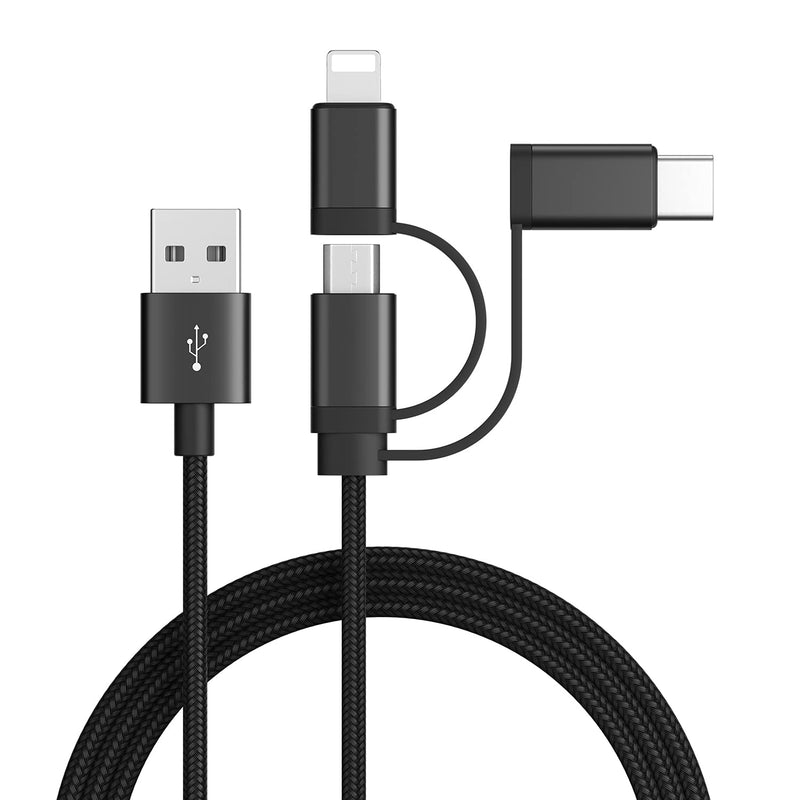 [Australia - AusPower] - UPoweradd 3-in-1 Cable, Multi Charging Cable IP/Type C/Micro USB Charger Nylon Braided Cord 3.3ft (1m),3 in 1 Multiple Universal Charger for Phone/Pad and Android Devices 