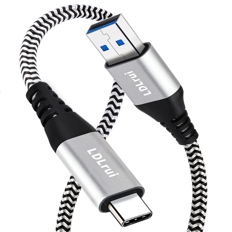 [Australia - AusPower] - 10Gbps USB C Cable [2-Pack 3ft], LDLrui Superspeed USB A to USB C Android Auto Cable, 3.1A Fast Charging & Data Transfer USB 3.2 Gen 2 Type C Charger Cord for Galaxy S20/S10/S9, Note 10/9, Moto G Black-and-White(Braided Nylon) 
