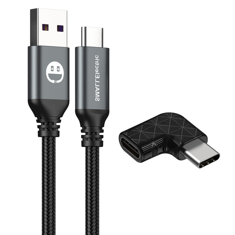 [Australia - AusPower] - 5 Pack USB Type-C Cable 10ft Fast Charging Cord + 3 Pack USB C Right Angle 90 Degree USB C to USB Type-C Male to Female Adapter 