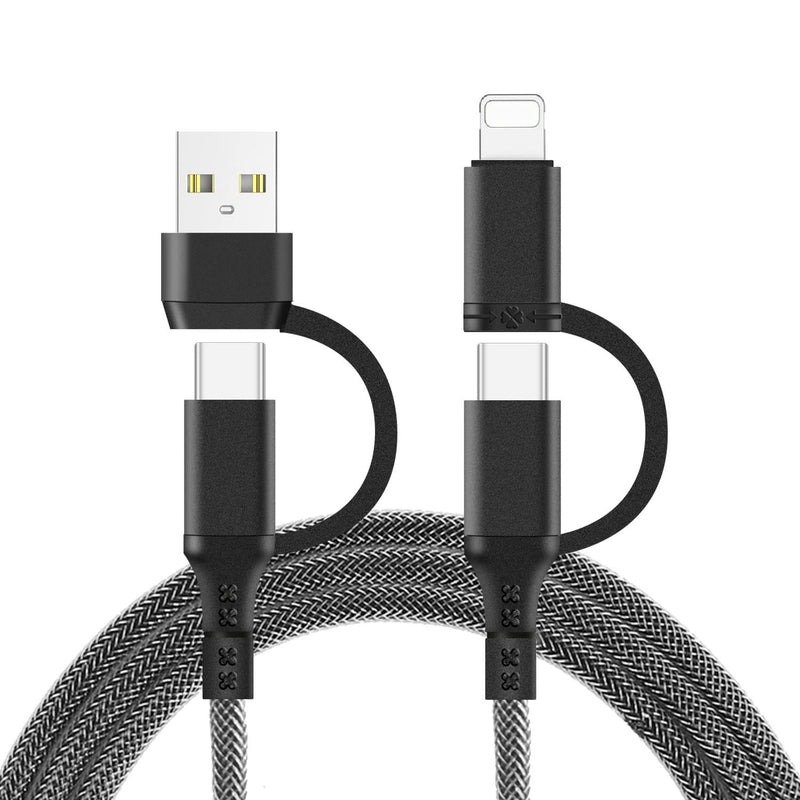 [Australia - AusPower] - USB C Multi Fast Charging Cable PD 60W Nylon Braided Ultra-Durable Fast Charge Cord 4-in-1 3A USB/C to Type C/L-Phone Fast Sync Charger Adapter Compatible with Laptop/Tablet/Phone (6.0FT) 6.0 Feet 