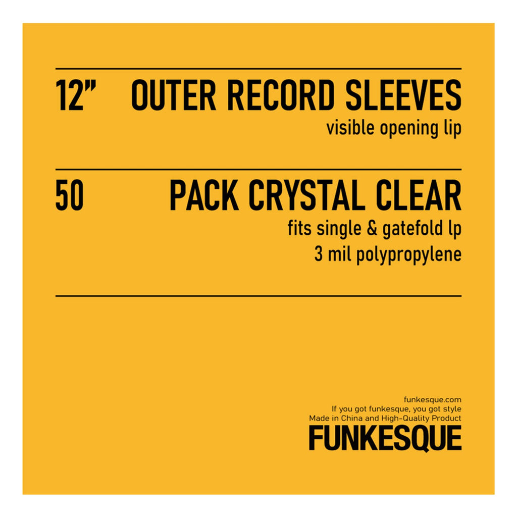 [Australia - AusPower] - FUNKESQUE Outer Vinyl Record Sleeves 12" LP 50 Pack Visible Opening Lip Easier Access 12.75" x 12.75" Crystal Clear 3 Mil Thick Album Covers Fits Single and Most Double & Gatefold LPs Wrinkle-Free 