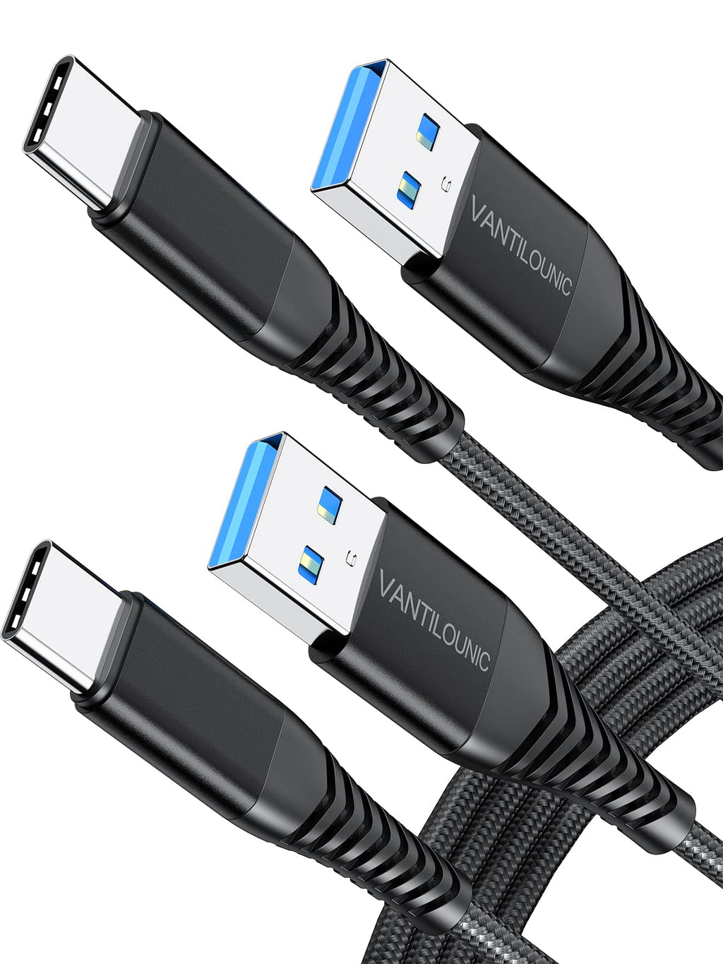 [Australia - AusPower] - [2-Pack 6.6ft] USB Type C Cable 3A Fast Charge, VANTILOUNIC USB A to Type C Charger Cord Braided Compatible with Samsung Galaxy S8 S9 S10 S20 Plus A11 A60, Note 8 910,LG and USB C Charger(Black) 6.6 Feet 