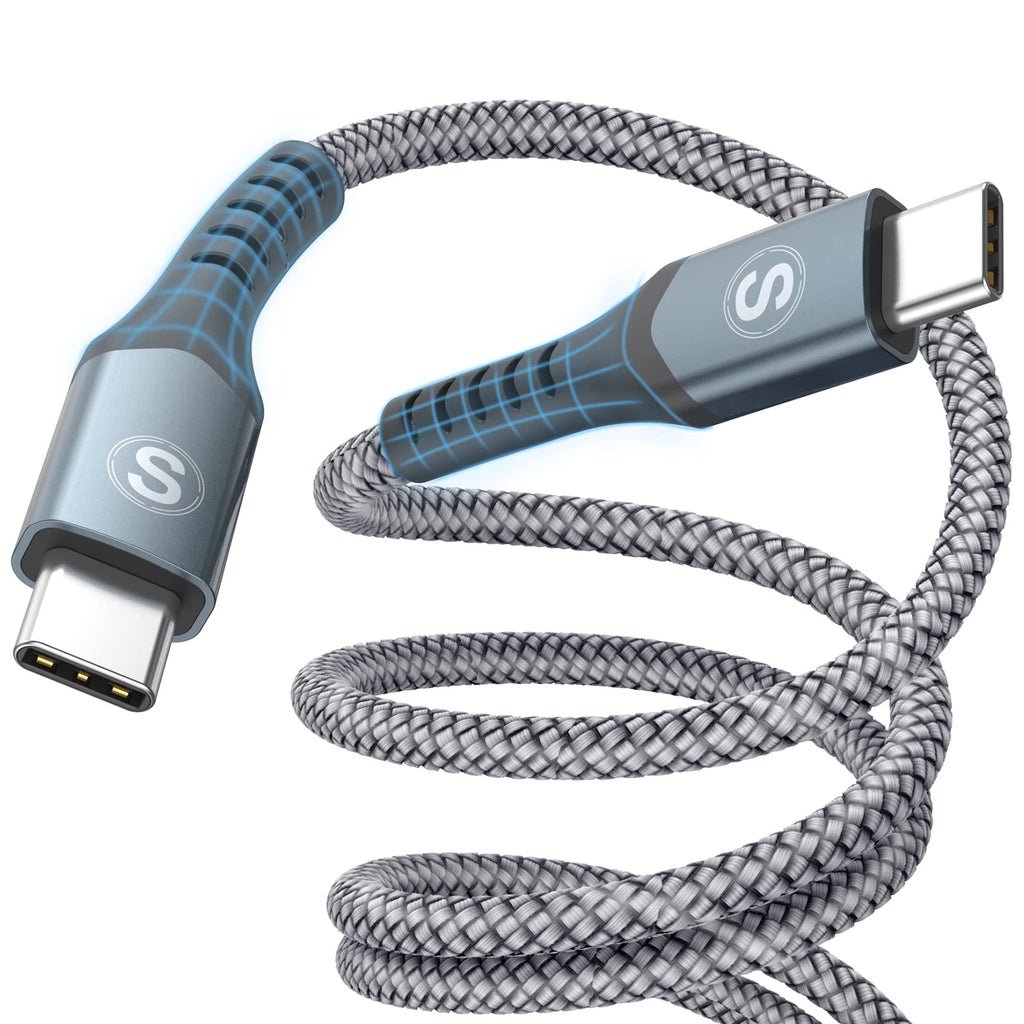 [Australia - AusPower] - 60W USB-C to USB-C Cable 3.3ft, Sweguard Type C Charger Braided Cord Compatible with Samsung Galaxy S22 Ultra S21 S20 Note 20 10,S10 S9 S8,Google Pixel 6 5a MacBook Air/Pro 13'',iPad Pro/Air 2020-Grey grey 