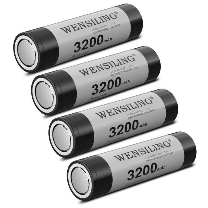 [Australia - AusPower] - WENSILING 4 Pack Battery 3.7V 3200mAh Flat Top Batteries Rechargeable for Flashlight, Camera, Small Fan 