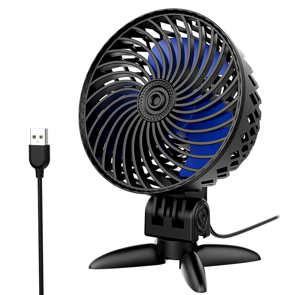 [Australia - AusPower] - USB Desk Fan, VEMONT Powerful Mini USB Fan, Stepless Speed USB Fan, Portable Table Cooling Fan Silent Personal USB Fan with USB-Powered for Home, Outdoor Travel, Office -Black Black 