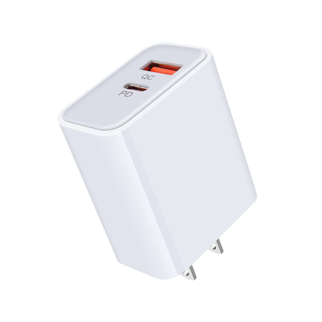 [Australia - AusPower] - USB C Wall Charger, 20W Dual Port Quick Charger Adapter Type C Fast Charger Block Plug Compatible with iPhone 13/12/11/XS/X,Samsung Galaxy S22FE S21 S20 S10 Note20 A12 A21 A32,Google Pixel 6 5,LG,Moto white 