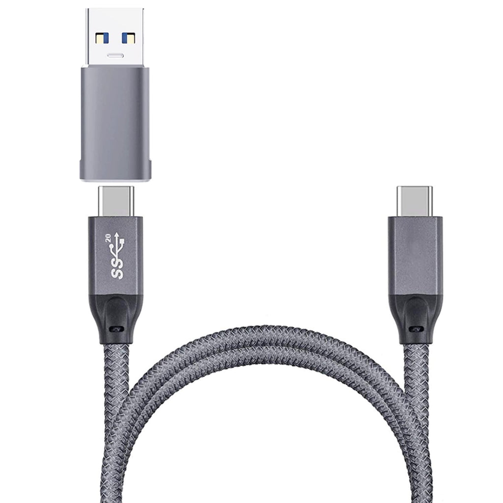 [Australia - AusPower] - 10Gbps USB C Female to USB Male Adapter 2Pack and USB C 3.2 Gen 2 Cable 5Ft for Fast Power Charging and Data Transferring 