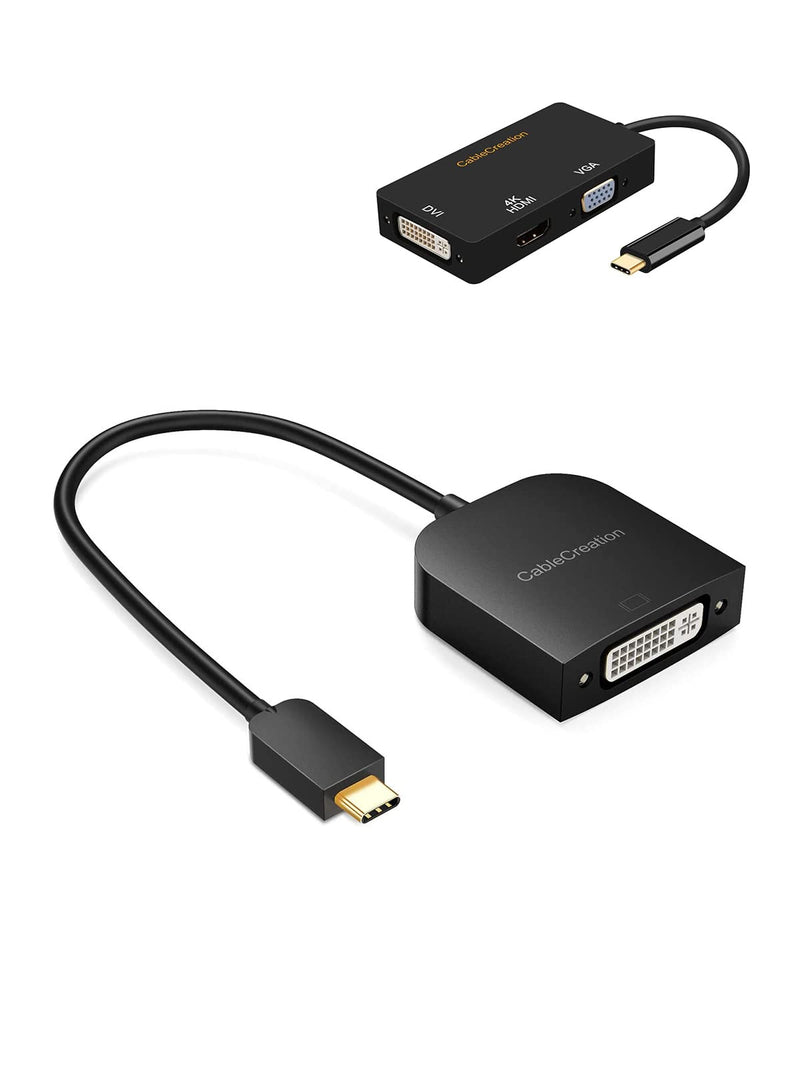 [Australia - AusPower] - Bundle - 2 Items: USB C to VGA HDMI DVI Adapter + USB C to DVI Adapter 