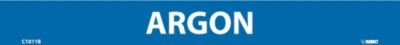 NMC C1011B Pipemarkers Sign, Legend "Argon", 9" Length x 1" Height, 1/2" Letter Size, Pressure Sensitive Vinyl, White on Blue (Pack of 25)