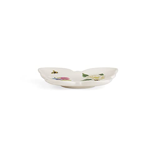 Portmeirion Botanic Garden Bouquet Spoon Rest - 4.25" Butterfly Shaped Plate with Chip-Resistant Glaze Dolomite for Kitchen Counters & Stovetops - Teabag Holder for Afternoon Tea (Pack of 2) 4.25" (Pack of 2)