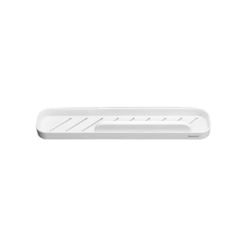 Brabantia MindSet Wall-Mounted Shower Shelf & Squeegee (Mineral Fresh White) Shower Soap, Shampoo Holder + Glass Cleaner (2.9 x 16.5 x 3.5) Mineral Fresh White Small