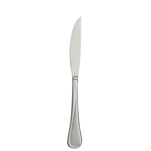 Set of four Oneida flatware flight steak knives with stainless steel blades and handles, part of an 18/0 silverware set for four.