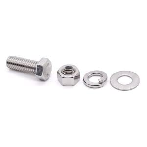 [Australia - AusPower] - 8 Sets Glvaner 3/8-16 x 1" Stainless Steel Hex Head Screws Bolts, Nuts, Flat & Lock Washers, 18-8 (304) Stainless Steel, Full Thread, Coarse Thread 3/8-16 x 1" 8 