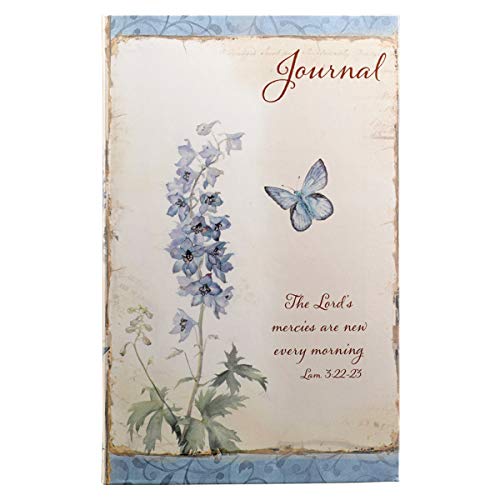 Christian Art Gifts Scripture Journal The Lord's Mercies Are New Every Morning Lamentations 3:22-23 Bible Verse Blue Floral Inspirational Notebook,128 Ruled Pages Flexcover 5.5” x 8.5”