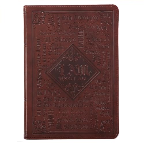 Christian Art Gifts Classic Journal Names Of God Exodus 34:6 Bible Verse, Inspirational Scripture Notebook, Ribbon Marker, Brown Faux Leather Flexcover, 336 Ruled Pages