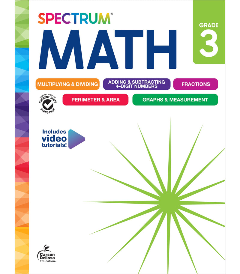 [Australia - AusPower] - Spectrum 3rd Grade Math Workbook, Mathematics Activity Book for Kids Ages 8-9, Multiplication, Division, Fractions, Addition and Subtraction with 4 Digit Numbers, Classroom or Homeschool Curriculum 