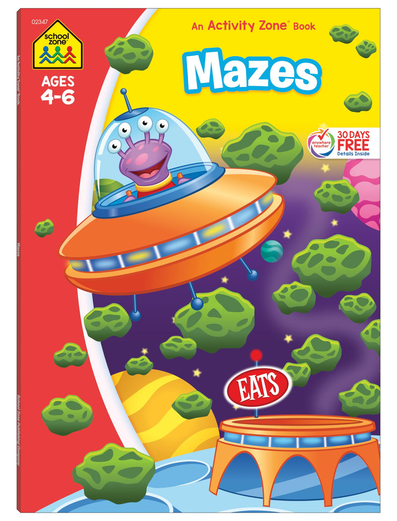 [Australia - AusPower] - School Zone Mazes Workbook: 64 Pages, Preschool, Kindergarten, 1st Grade, Maze Puzzles, Follow Paths, Problem-Solving, Ages 4-6 (Activity Zone Book Series) 