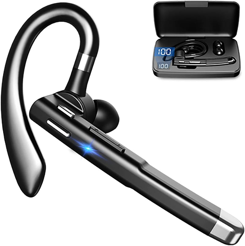 [Australia - AusPower] - ICOMTOFIT Bluetooth Headset, Wireless Bluetooth Earpiece V5.0 Hands-Free Earphones with Built-in Mic for Driving/Business/Office, Compatible with iPhone and Android (Gray) Gray 