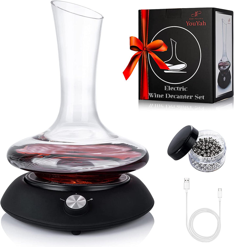 [Australia - AusPower] - Brillianson Electric Wine Decanter (black),Automatic Wine Dispenser,Magnetization Rotation Principle Quick Decanter,USB Rechargeable, Wine Accessories Gift for Wine Lovers(Decanter is not Included) Black 