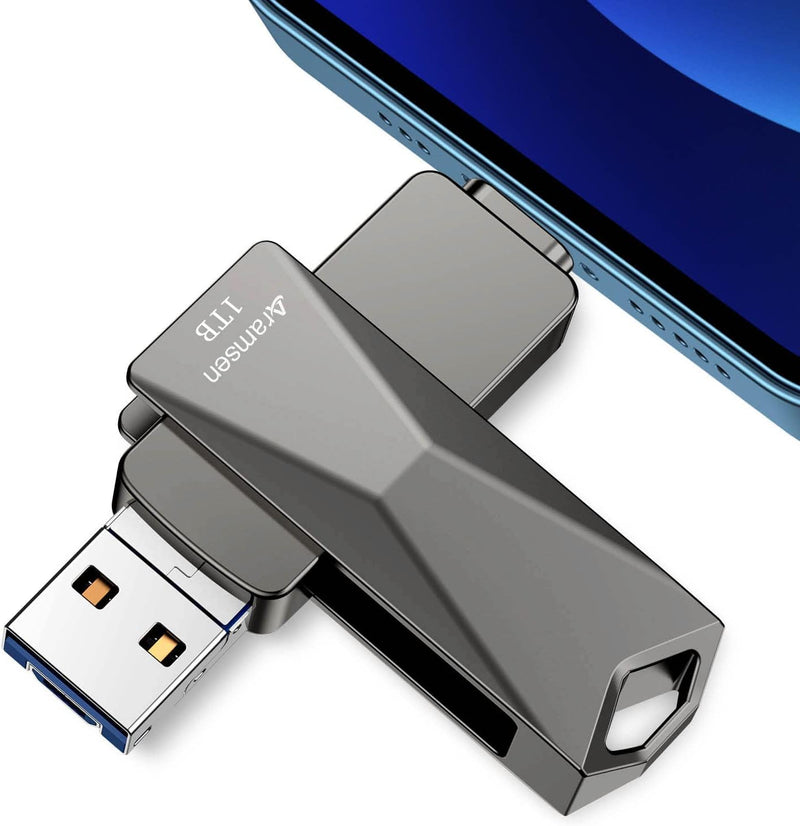 [Australia - AusPower] - Flash Drive 1TB iPhone Photo Stick, Aramsen USB 3.0 Flash Drive Photo Stick Memory Stick External Storage for iPhone/iPad/Android/PC（Silver 1TB-SL 