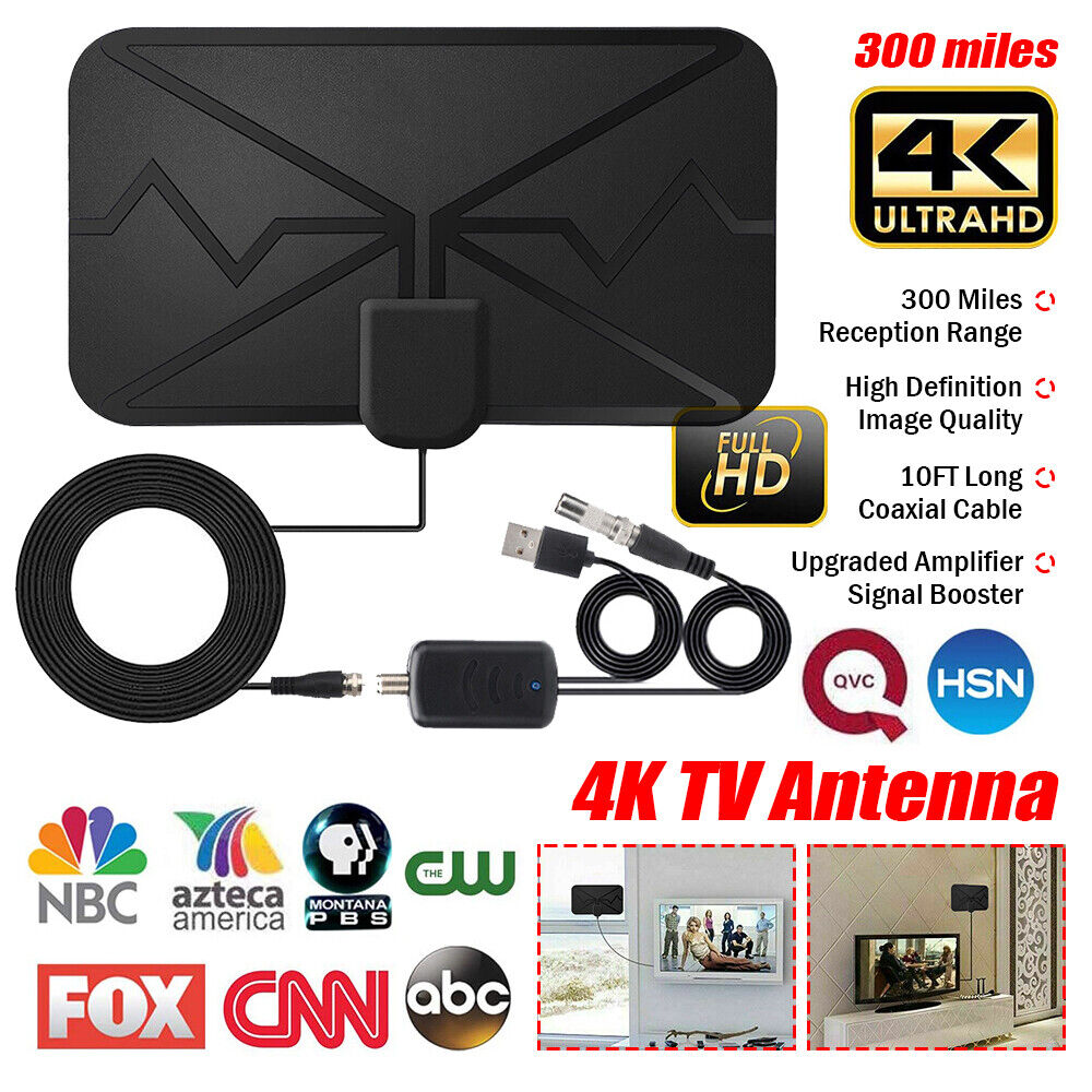 [Australia - AusPower] - 2023 Latest TV Antenna Indoor Smart, 360+ Miles Long Range - Digital HD Antenna Powerful Amplifier Indoor Outdoor - Signal Booster Support All TV's 4K 1080P Free Channels VHF UHF- 18ft HDTV Cable 