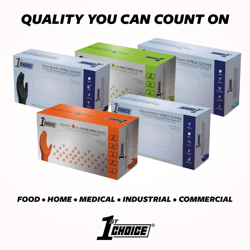 [Australia - AusPower] - 1st Choice Nitrile Disposable Gloves, 3 Mil Blue Indigo Nitrile Gloves Disposable Latex Free Medium Box of 100 Medical Gloves Medium (Pack of 100) 