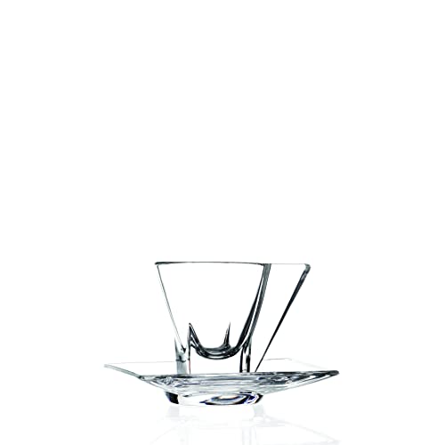 Barski Glass Espresso Cups With Saucers - - Mug - With Saucer - 2.3 oz. - Set of 2 - (Each set has a saucer and a cup) - for Cappuccino, Coffee, Latte, Tea - Made in Europe