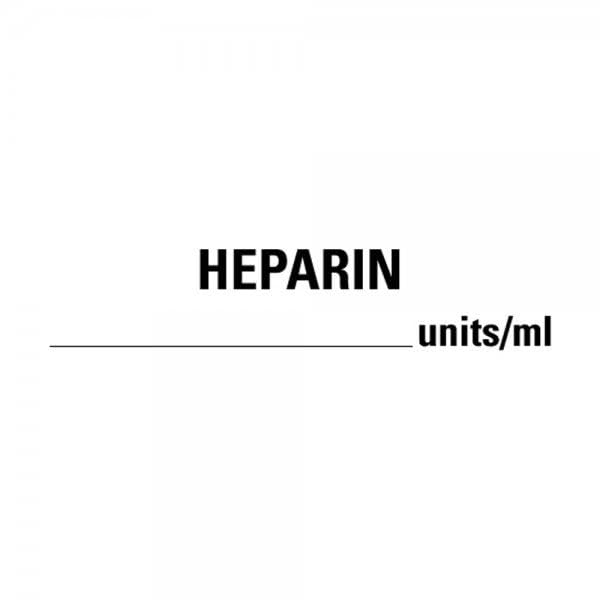 0.375" x 1.625" HEPARIN Units/Ml Drug Syringe Labels
