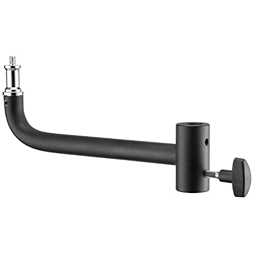 Westcott 8" Shorty Offset Extension Arm for Flash, Black, Iron & Brass, 5/8" Female Receiver & Male Stud, 2 Tension Knob Holes